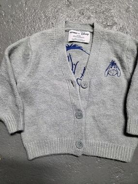 Old Navy Disney Eeyore cardigan Baby 12-18M Gray Disney Cardigan